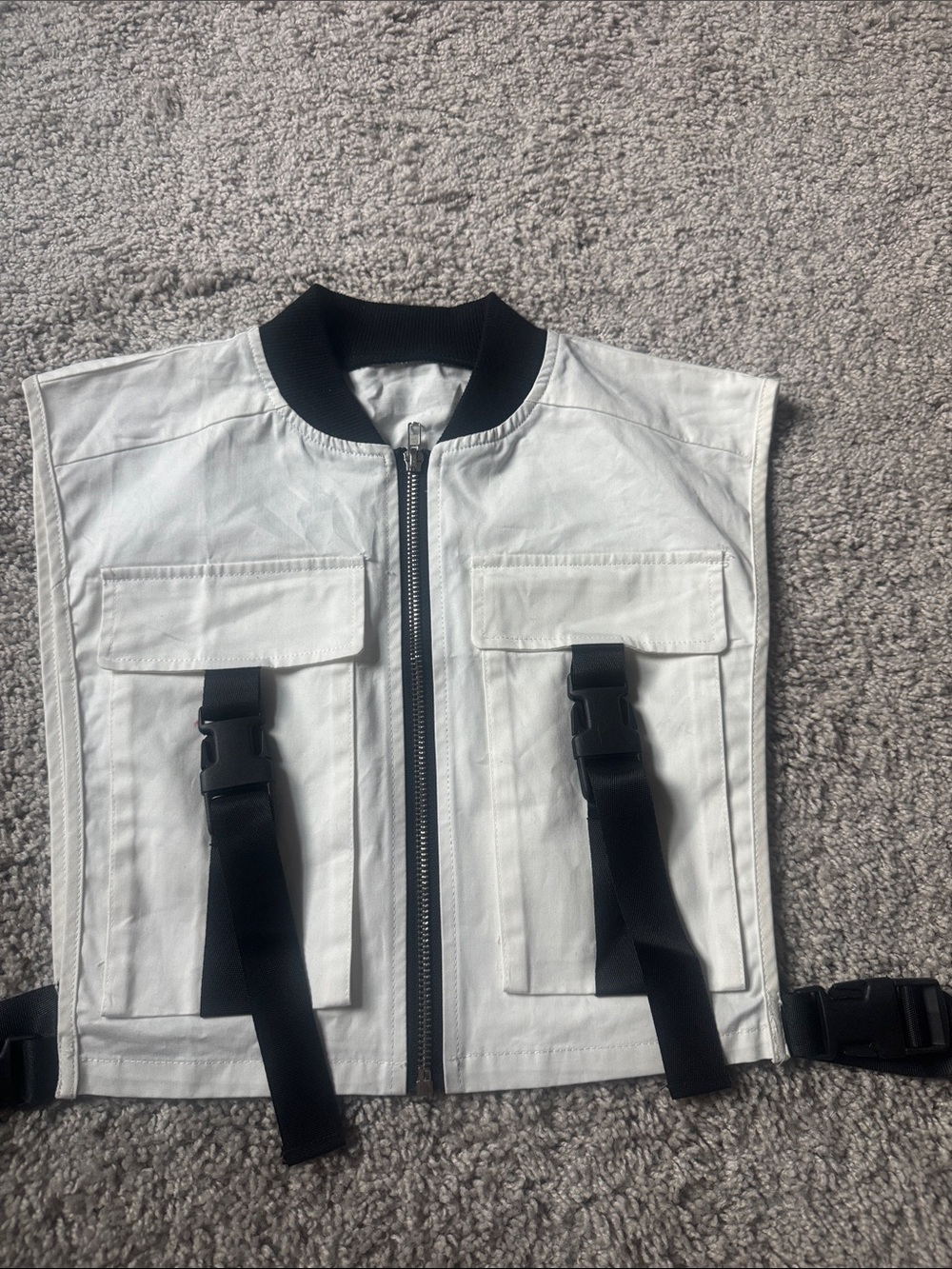 Women’s White Tactical Utility Vest Jacket with Black Trims